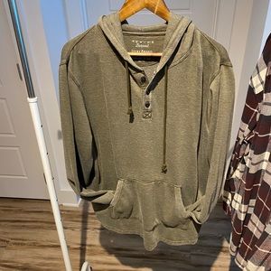 Olive green hooded button pullover